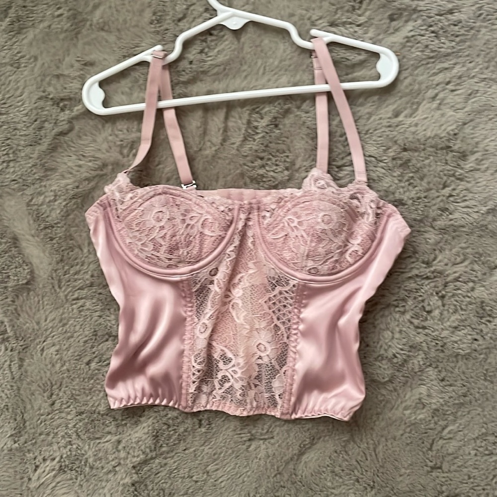 Urban outfitters modern love lace corset pink
